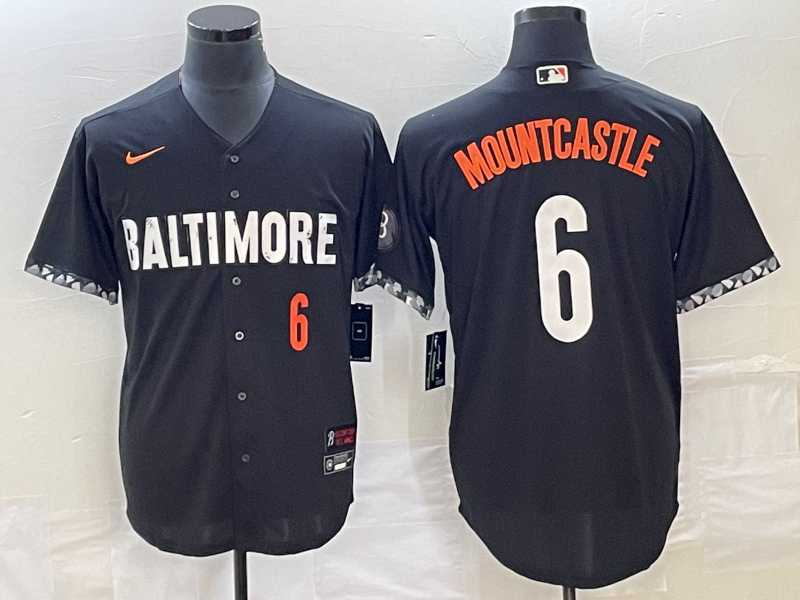 Men's Baltimore Orioles #6 Ryan Mountcastle Number Black 2023 City Connect Cool Base Stitched Jerseys